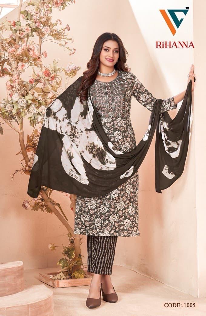 Rihanna Vol 1 By Vandana Rayon Printed Kurti With Bottom Dupatta Wholesale Market In Surat